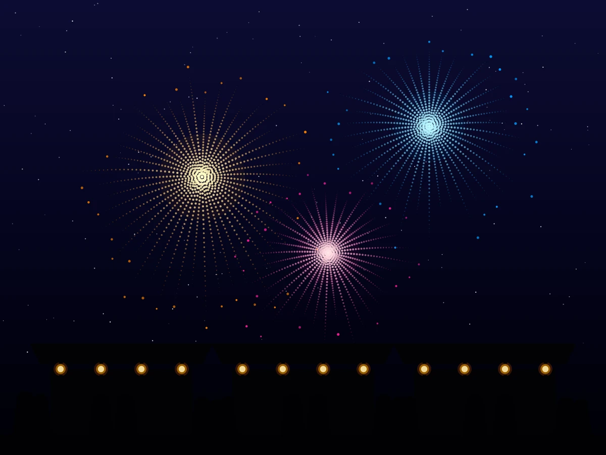 Gemini 3.5 Flashがmatplotlibで描いた夏祭りの花火大会