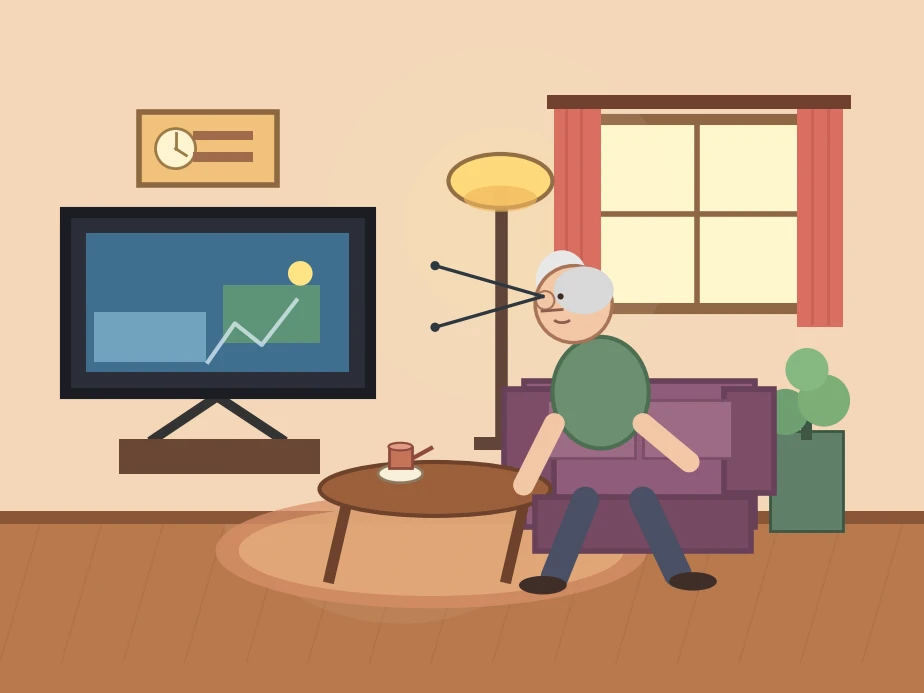 GPT-5.5がmatplotlibで描いた独居おばあちゃんがリビングでテレビを見ている絵