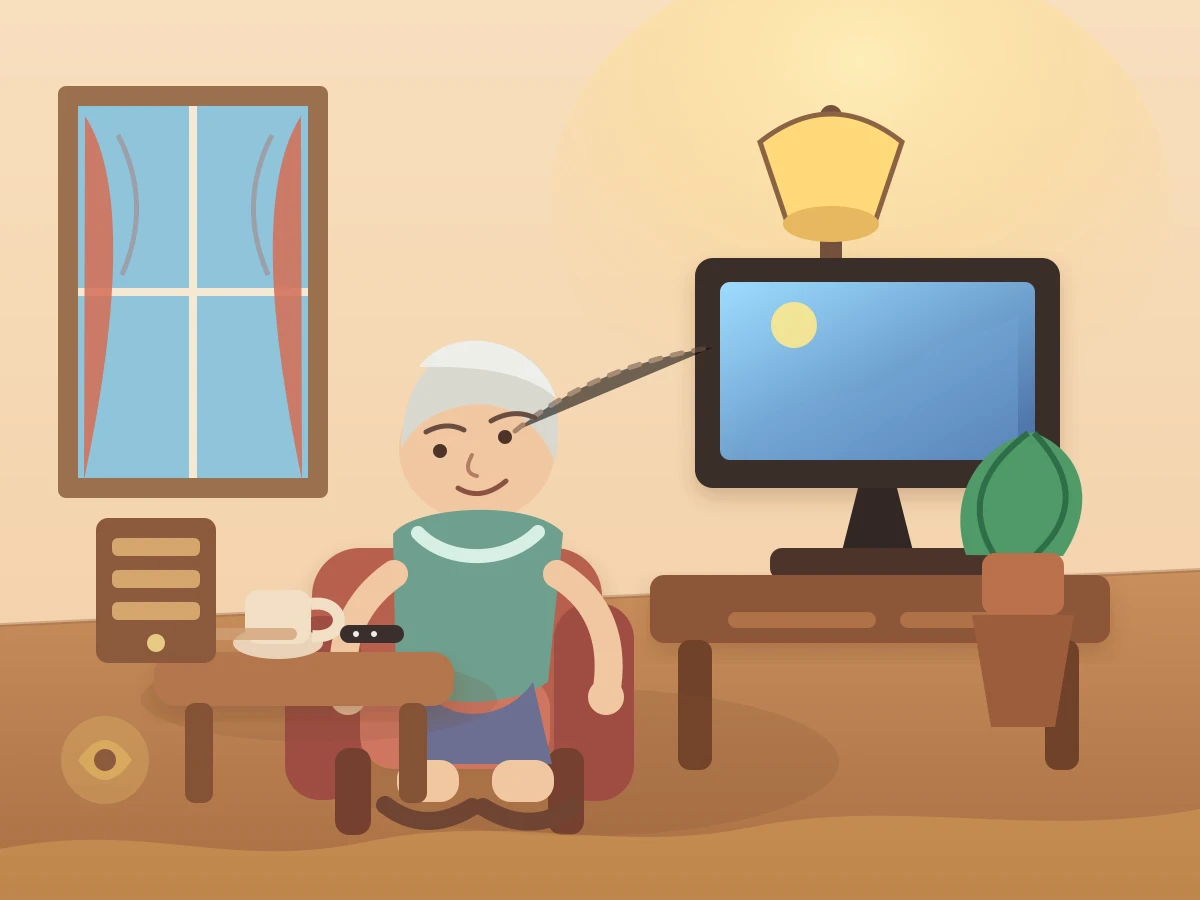 GPT-5.5がSVGで描いた独居おばあちゃんがリビングでテレビを見ている絵