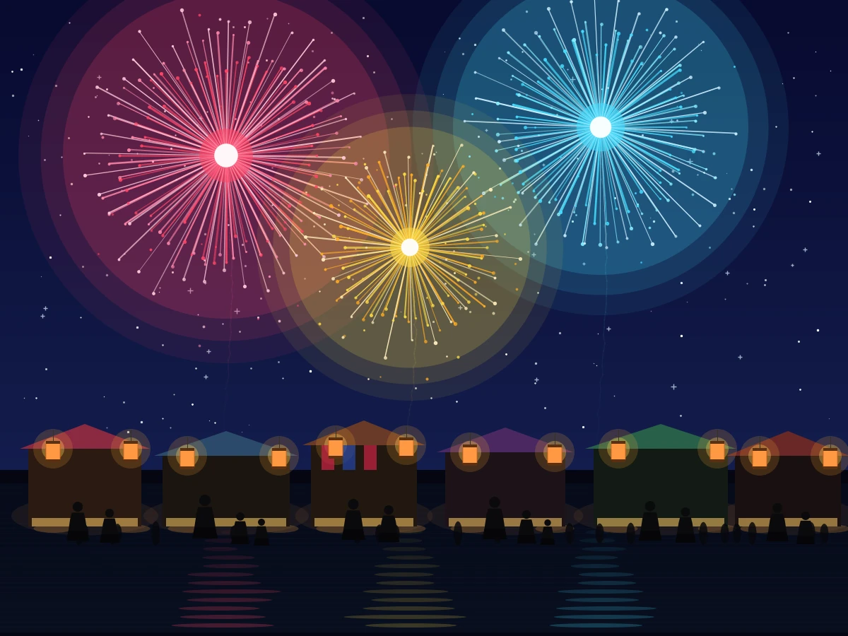 Cursor Grok 4.5がmatplotlibで描いた夏祭りの花火大会