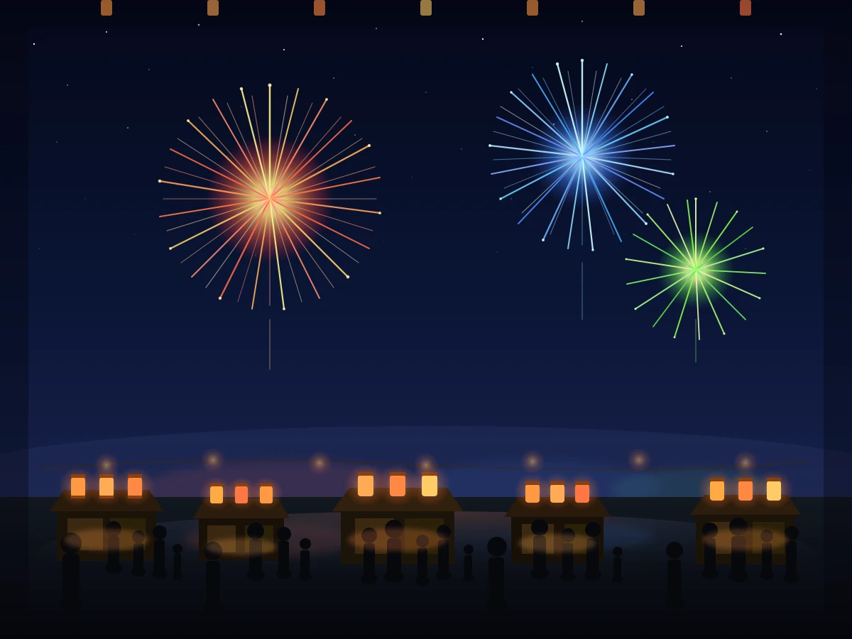 Cursor Grok 4.5がSVGで描いた夏祭りの花火大会