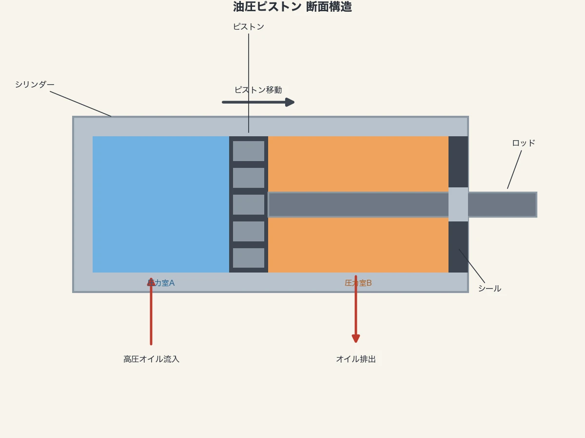 Claude Opus 4.8がmatplotlibで描いた油圧ピストンの構造解説