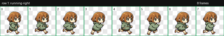 running-right row strip