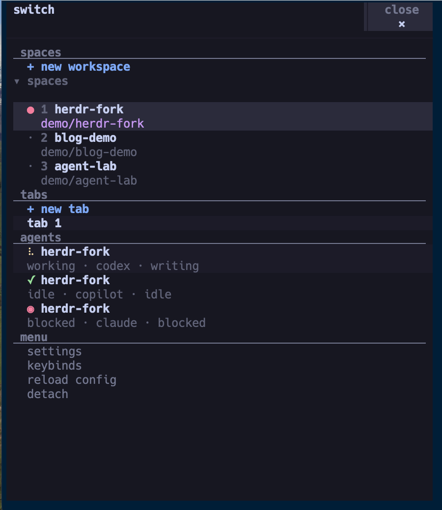 Herdr(fork) の switcher