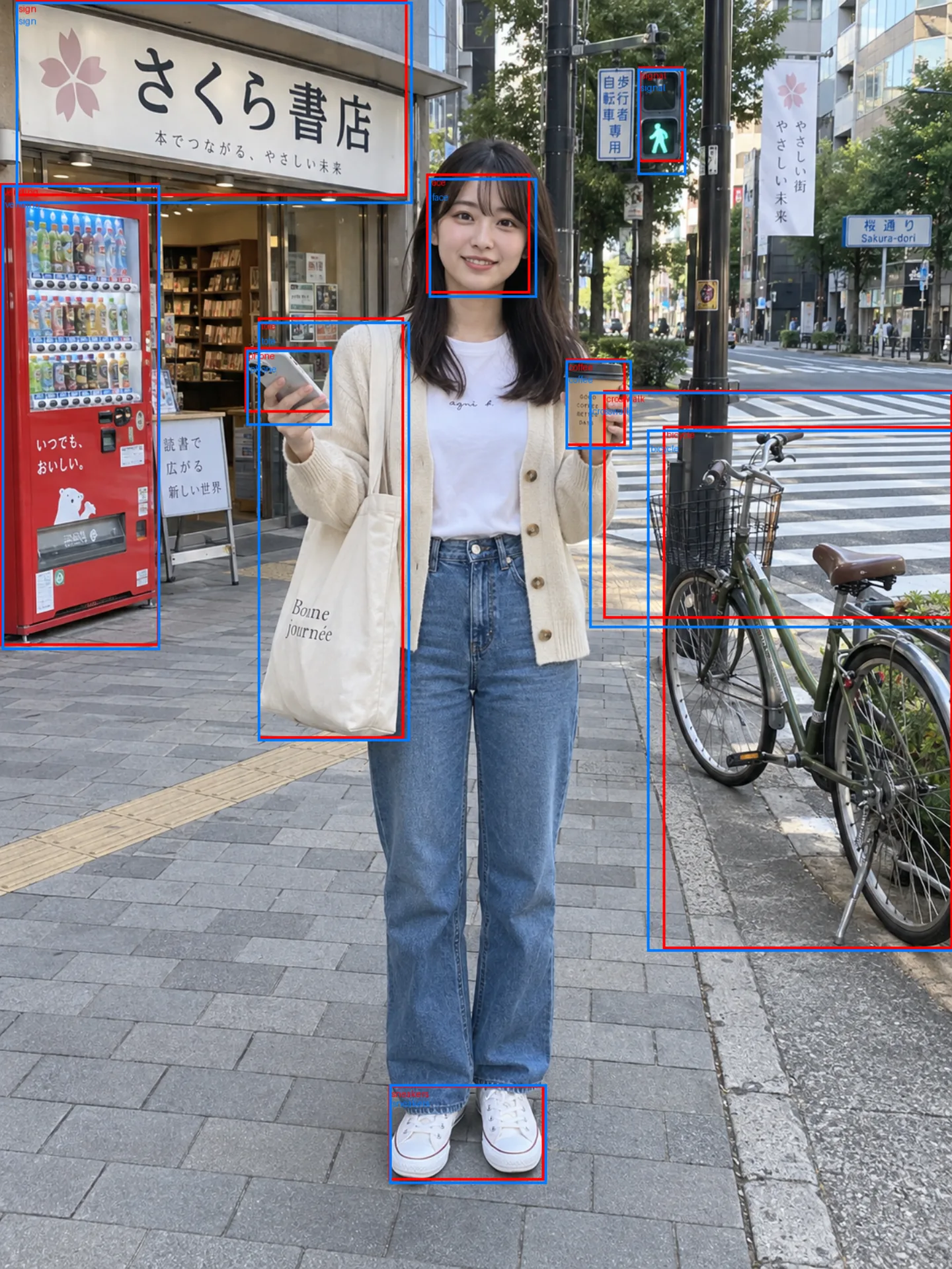 写真風の素材に、Opusの赤枠とAstraの青枠を重ねた図。ほぼすべての枠が重なっている