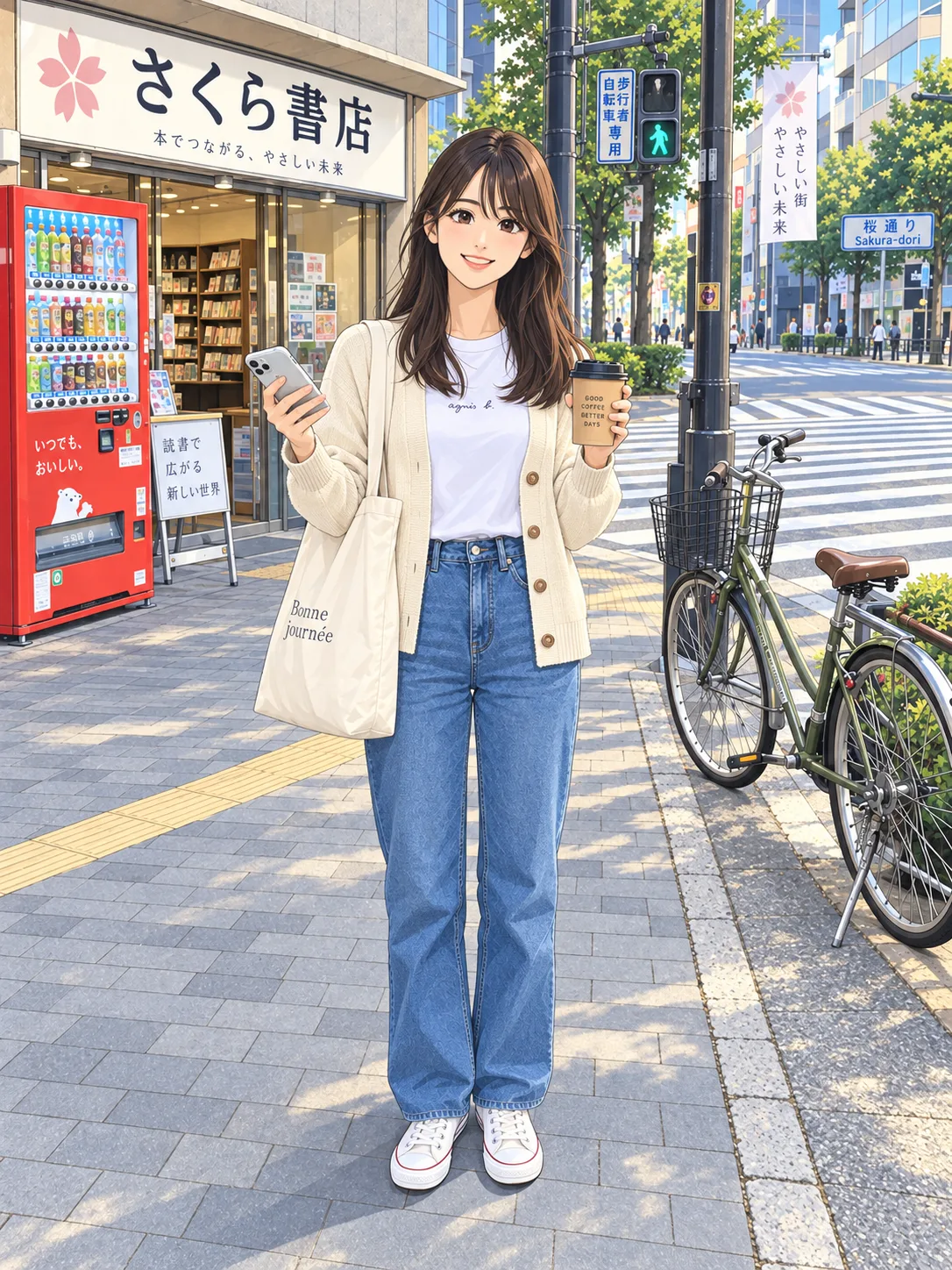 同じ構図をイラスト調にした街角スナップ