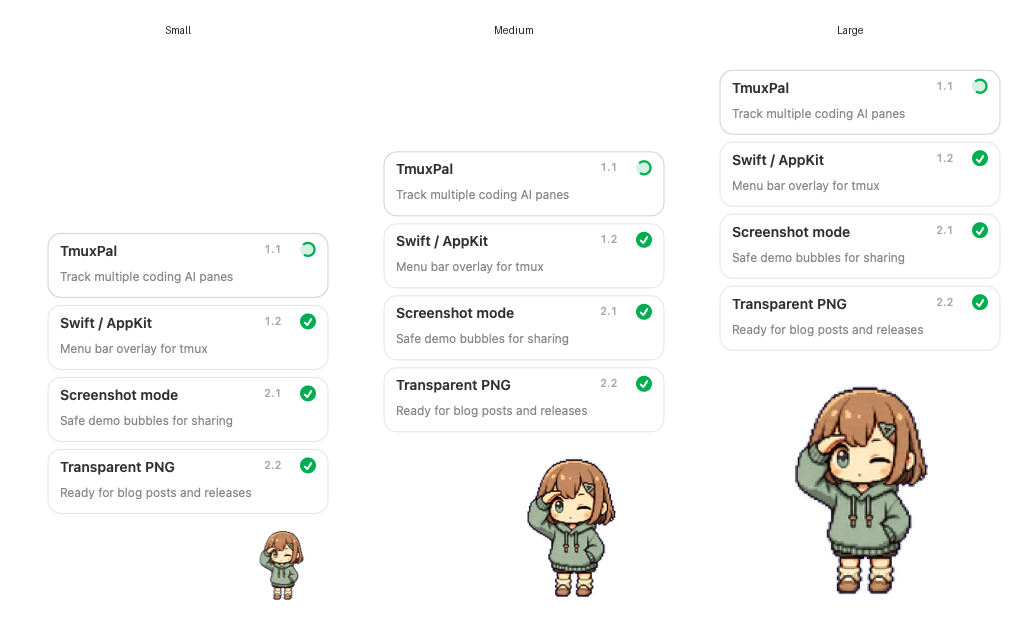 TmuxPal bubble size comparison